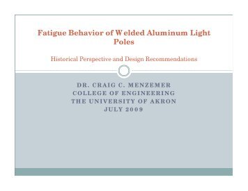 Fatigue Behavior of Welded Aluminum Light Poles - Menzemer