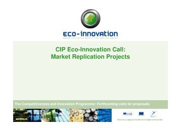 CIP Eco-Innovation Call: Market Replication Projects