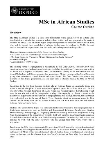 MSc African Studies Course Outline - African Studies Centre ...