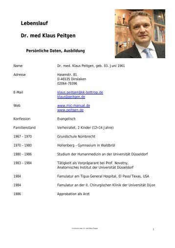 Lebenslauf Dr. med Klaus Peitgen - und Viszeralchirurgie ...