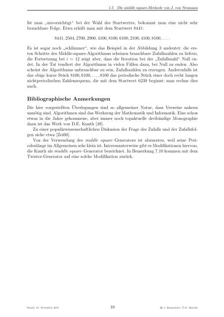 Von den Zufallszahlen und ihrem Gebrauch - Institut für Mathematik ...