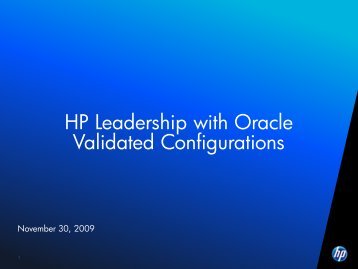 HP Leadership With Oracle Validated Configurations