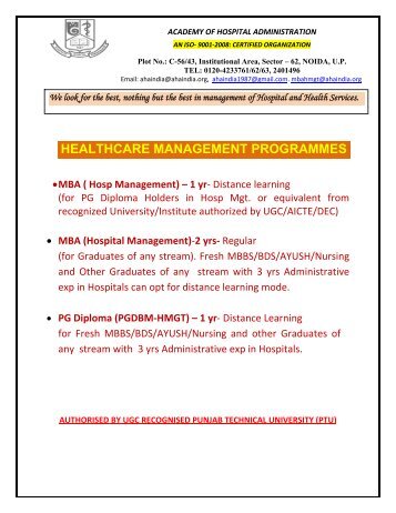 healthcare management programmes - Academy of Hospital ...