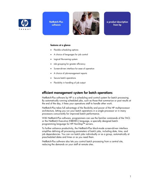 NetBatch-Plus software data sheet - PDF - HP Integrity NonStop ...