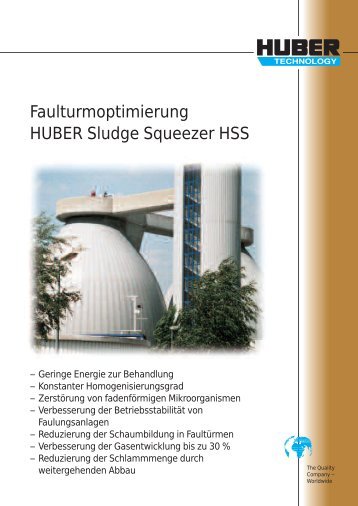 Faulturmoptimierung HUBER Sludge Squeezer HSS - Hans Huber AG