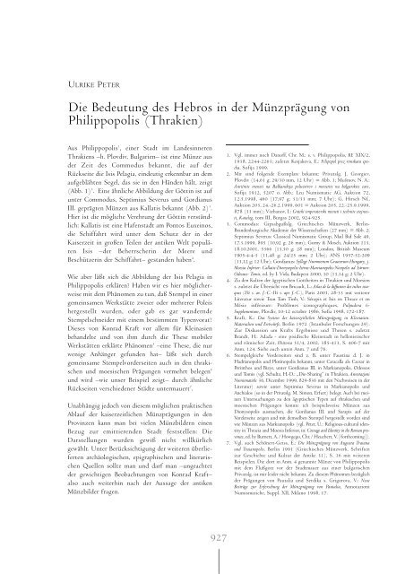 Die Bedeutung des Hebros in der Münzprägung von Philippopolis ...