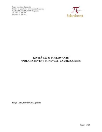 PLRP - Izvjestaj o poslovanju 2012.pdf - Blberza.com