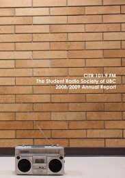 Annual Report 2008-09 - CiTR 101.9 FM