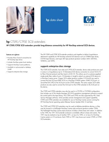 HP CTSFE/CTFSE SCSI extenders data sheet - PDF - HP NonStop