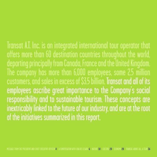 Transat Corporate Responsibility Report, 2008 - For Sustainable ...