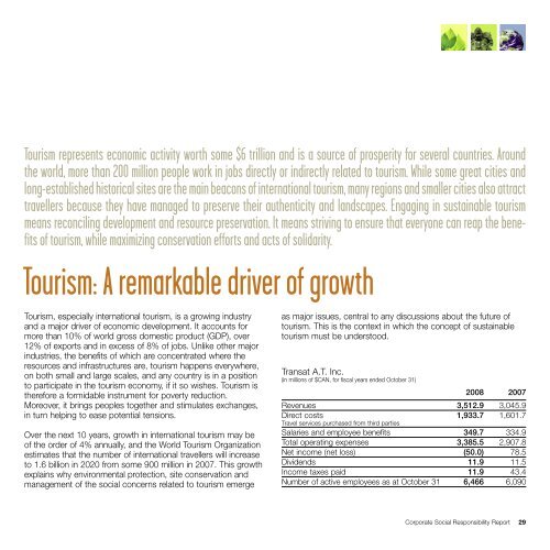 Transat Corporate Responsibility Report, 2008 - For Sustainable ...