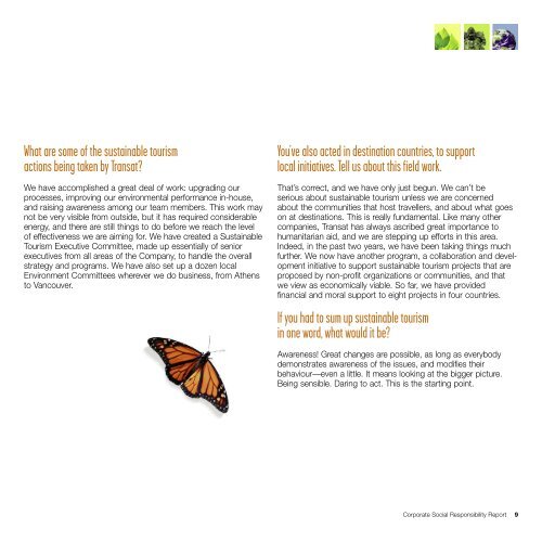 Transat Corporate Responsibility Report, 2008 - For Sustainable ...