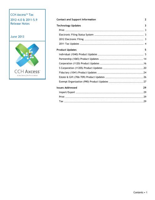 Release Bulletin - Support - Cch.com