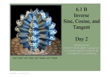 6.1 B Inverse Sine, Cosine & Tangent