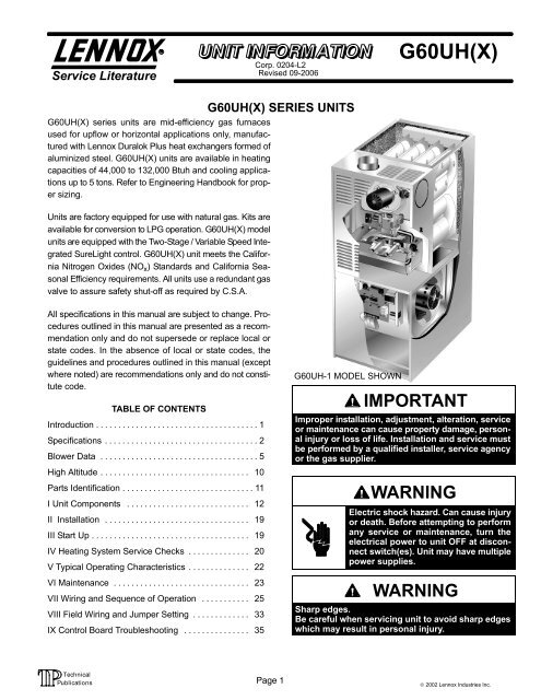 lennox furnace parts local
