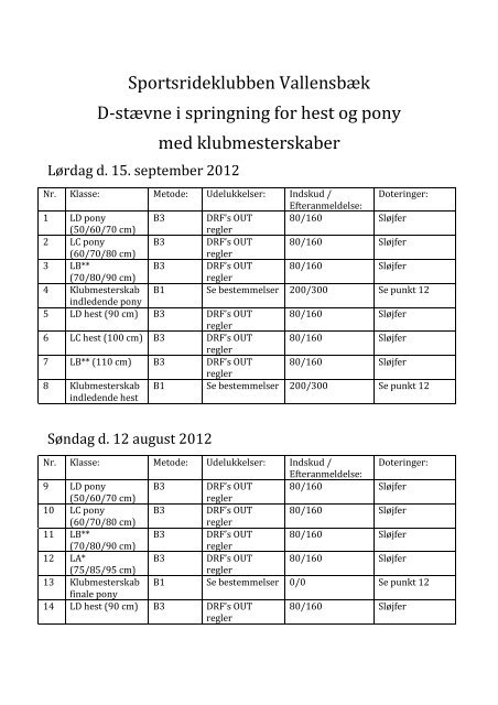 Sensommer stævne Sportsrideklubben Vallensbæk med ...