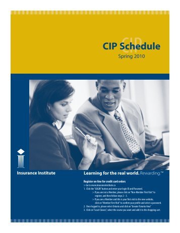 CIP Schedule - Insurance Institute of Canada