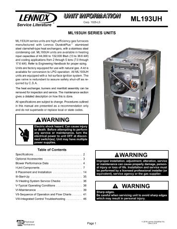ml193 service manual - Heating and Air Parts