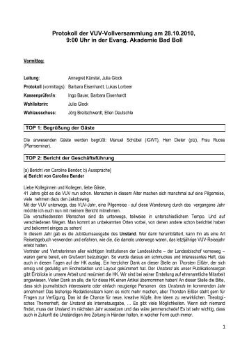 28.10.2010 Protokoll der Vollversammlung (pdf) - VUV