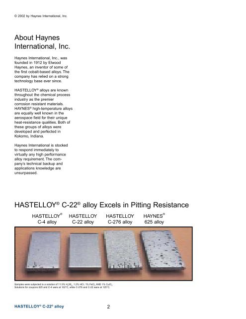 HASTELLOY® C-22® alloy - Haynes International, Inc.