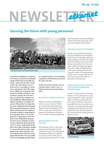 Newsletter No. 39: Securing the future with young personnel - Elkamet