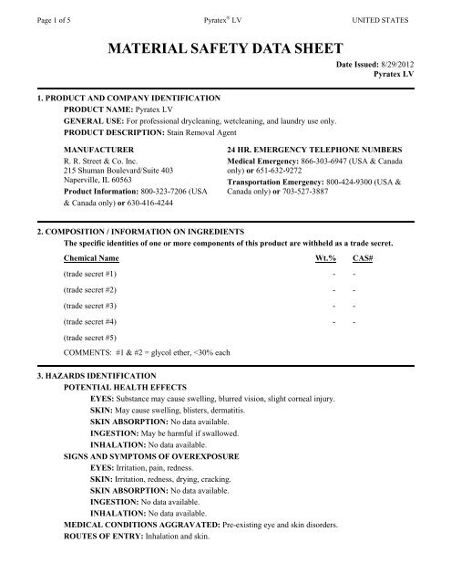 Pyrex Tds Document msds pyratex lv - NS Farrington & Co.
