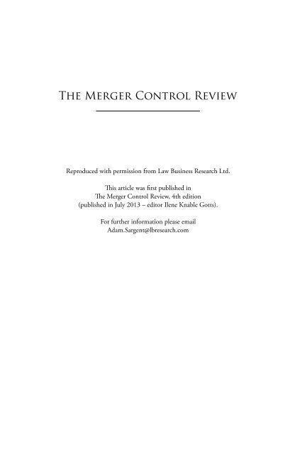 The Merger Control Review - Gianni, Origoni, Grippo, Cappelli ...