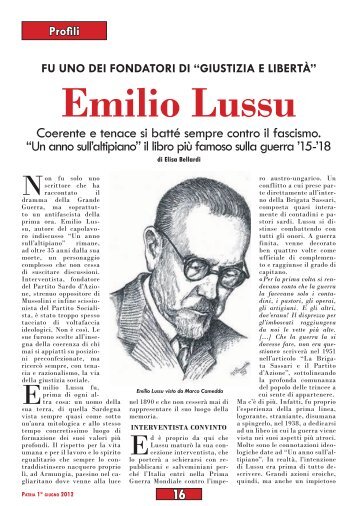 Emilio Lussu, di Elisa Bellardi - Anpi