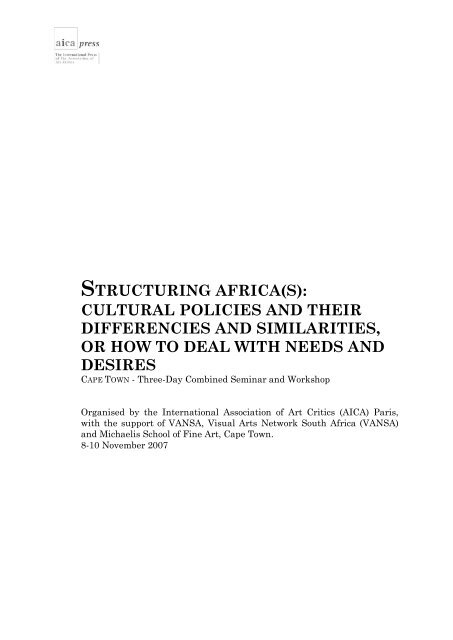 structuring africa(s): cultural policies and their ... - AICA international