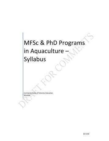 Aquaculture MFSc & PhD Syllabus.pdf - Central Institute of Fisheries ...