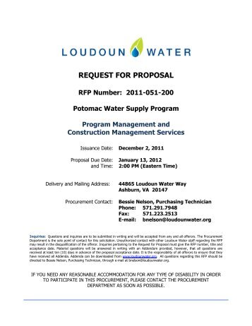 REQUEST FOR PROPOSAL - Loudoun Water