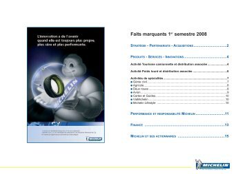 Faits marquants 1er semestre 2008 - Michelin