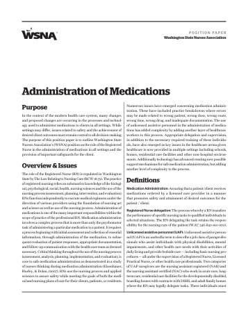 Administration of Medications - The Washington State Nurses ...