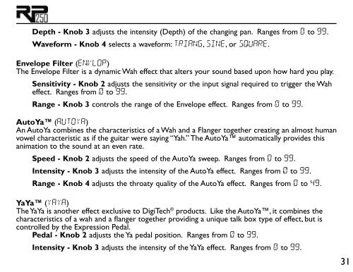 Models and Parameters - Digitech