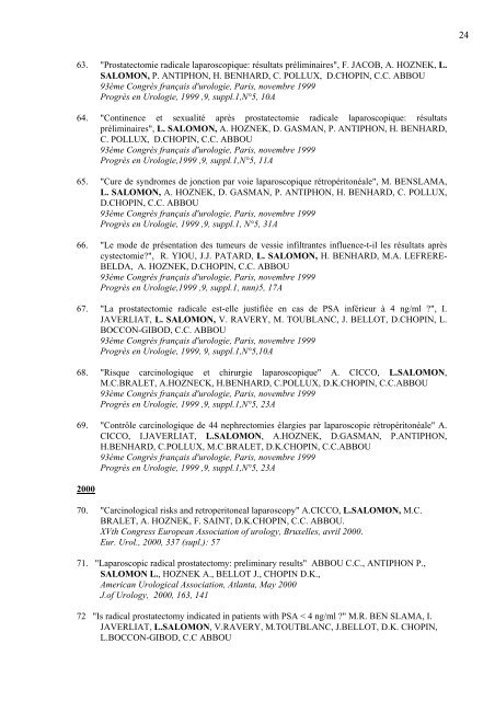 curriculum vitae du professeur Salomon - Service d'Urologie CHU ...