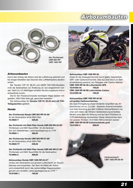 NISSIN K&N-Filter Quickshifter Airboxumbauten Powercommander ...