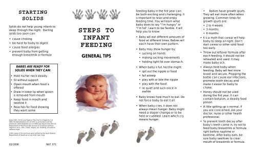 General Tips For feeding Infants - Healthy South Dakota
