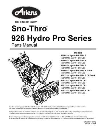 Sno-Thro 926 Hydro Pro Series - Ariens