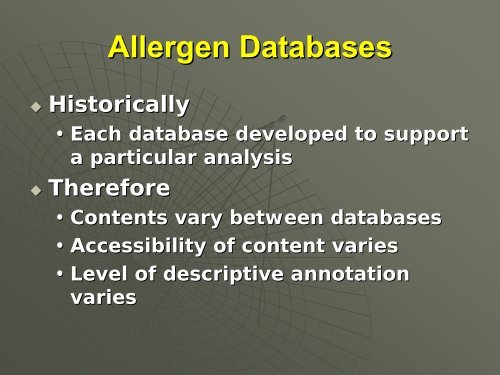 Allergen Databases