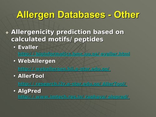 Allergen Databases