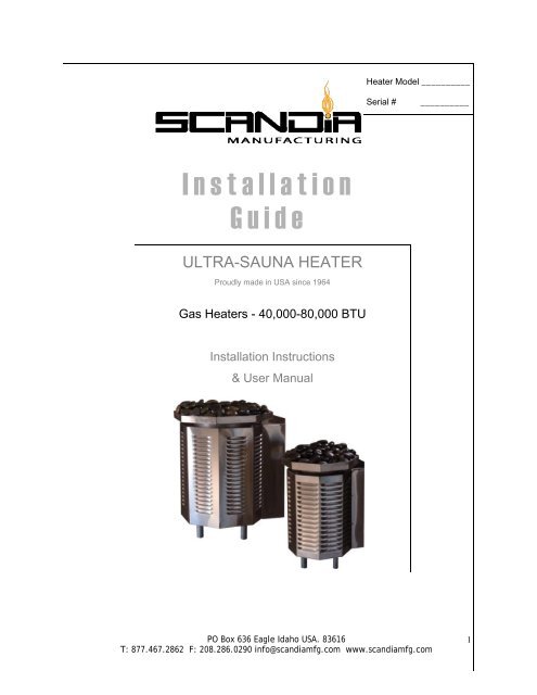 Ultra Sauna Gas Heater - Scandia Manufacturing
