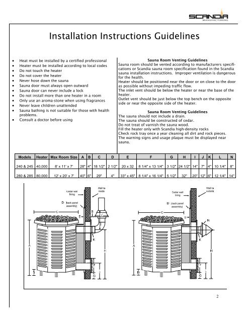 Ultra Sauna Gas Heater - Scandia Manufacturing