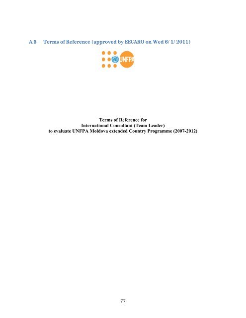 Country Programme (2007-2011/2012) evaluation - UNFPA Moldova