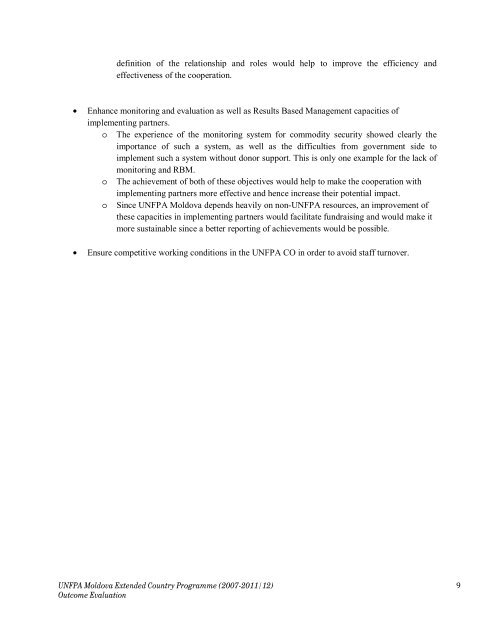 Country Programme (2007-2011/2012) evaluation - UNFPA Moldova