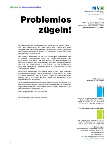 Merkblatt Für Mieterinnen Und Mieter Problemlos ... - Mieterverband
