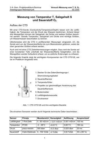 Messung von Temperatur T, Salzgehalt S und ... - Meeresphysik