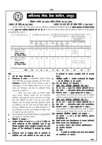 advertisement for the post of mukhya nagar palika adhikari verg