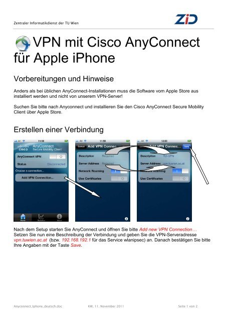 VPN mit Cisco AnyConnect fÃƒÂ¼r Apple iPhone - ZID