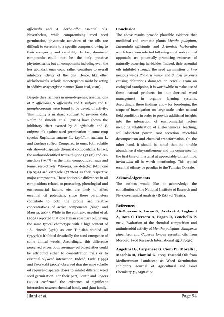 Allelopathic potential of some essential oils vis-à-vis three noxious weed species invading cereals