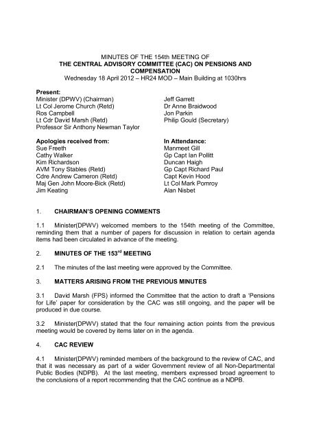 154th Meeting of the CAC Minutes April 2012